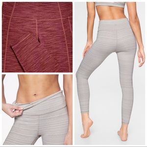 Athleta Wine Colored 7/8 Tights - High Rise Waist